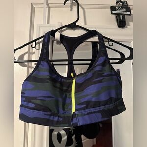 GAP FIT Camoflauge Camo Purple Racerback Sports Zip-Up Bra Women’s Sz S/M NEW